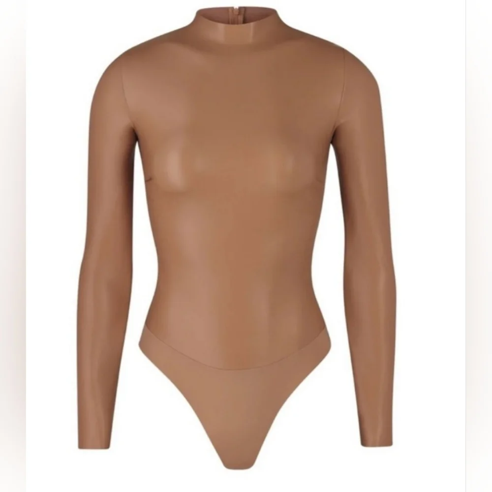 SKIMS FAUX LEATER BODYSUIT SIZE L NEW - Picture 2 of 15